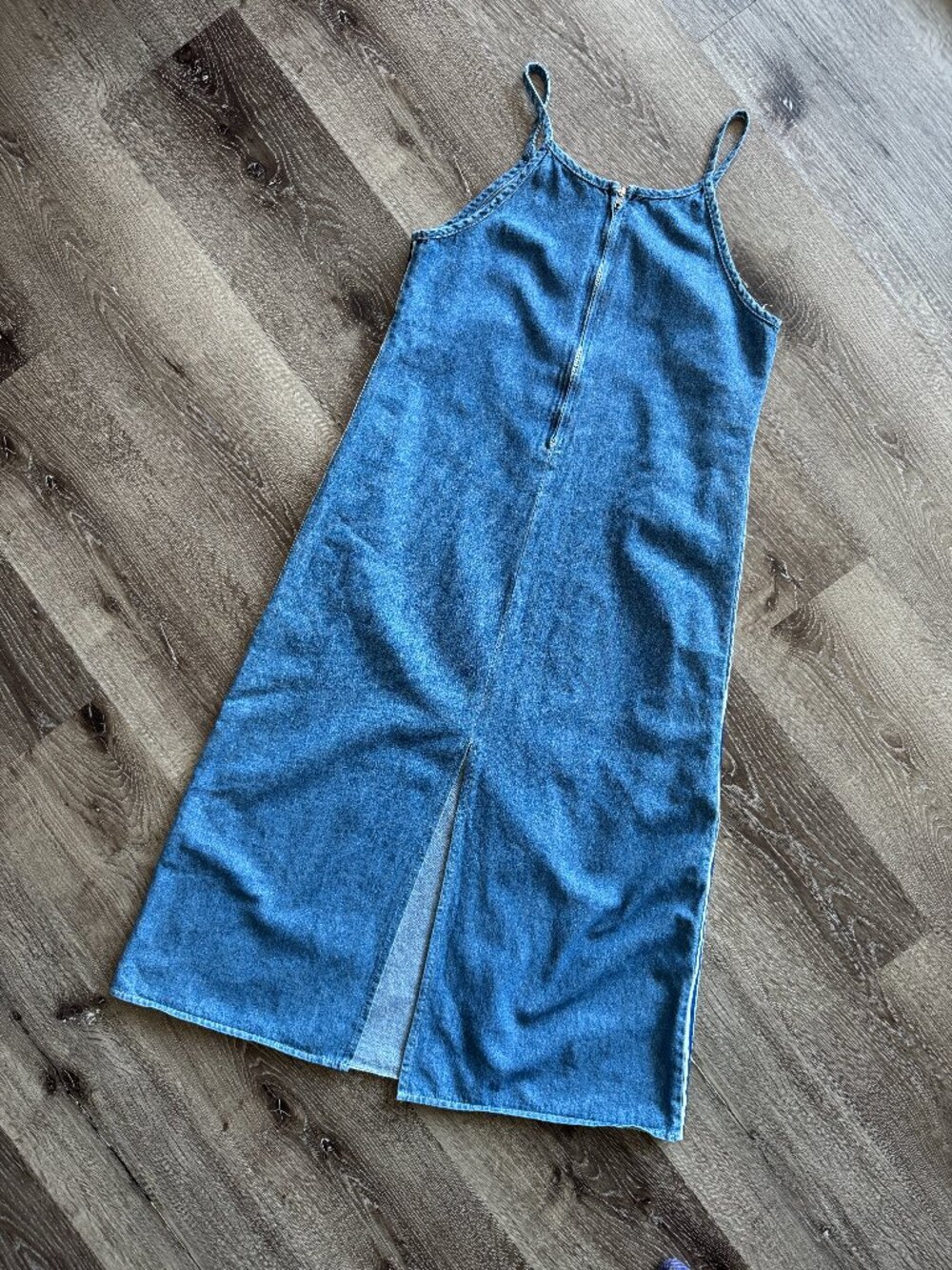 Vintage Y2K Denim Column Midi Dress Sport Stripe Women's S Fit - Picture 2 of 9